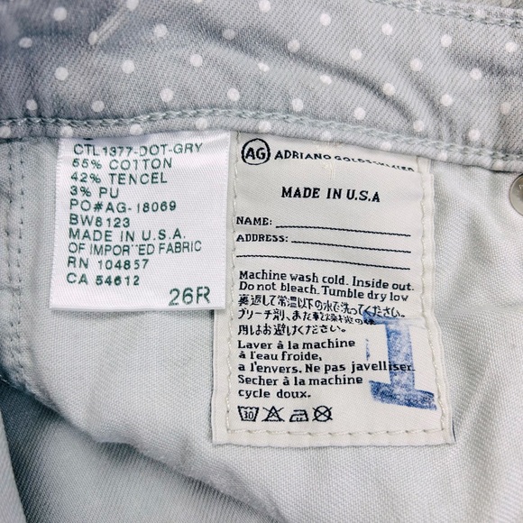 AG Adriano Goldschmied The Stevie Ankle Jeans Women's Light Gray Polka Dot  26R - Picture 5 of 6